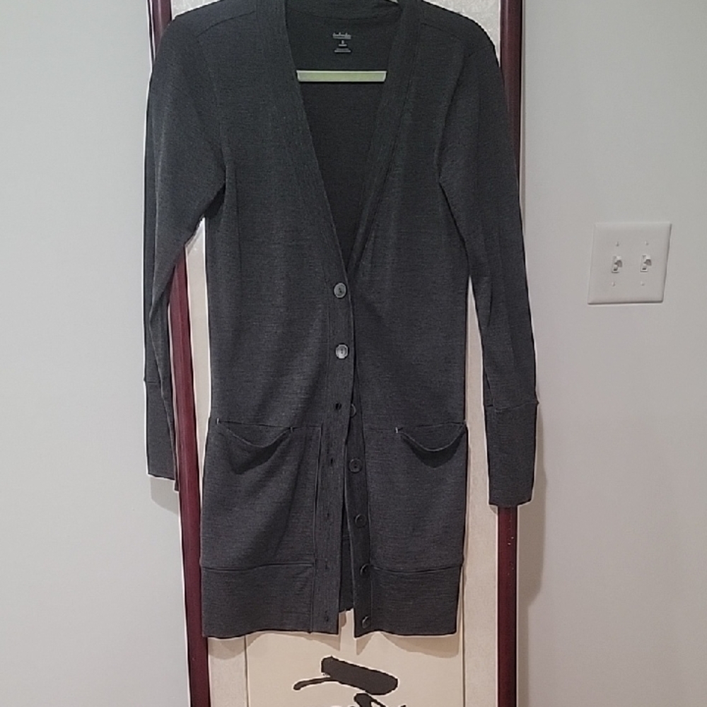 Icebreaker Dark Gray Women's Cardigan 100% Merino Wool
